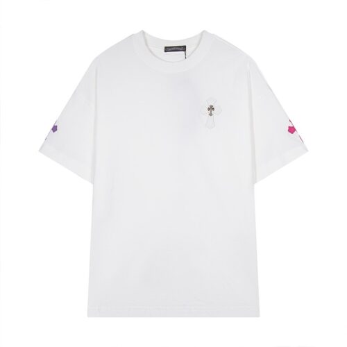 크롬하츠 실버 자수 패치 반팔 티셔츠 화이트