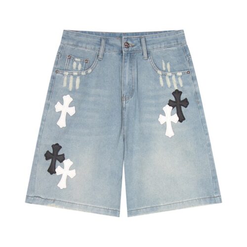 크롬하츠 자수 로고 패치 데님 팬츠 연청