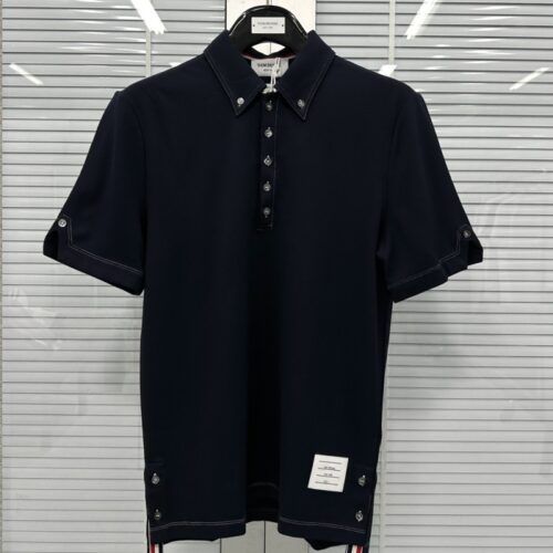 톰브라운 네이비 울 테크 폴로 셔츠