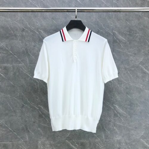 톰브라운 RWB 스트라이프 폴로 셔츠 화이트