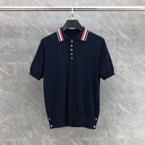 톰브라운 RWB 스트라이프 폴로 셔츠 네이비