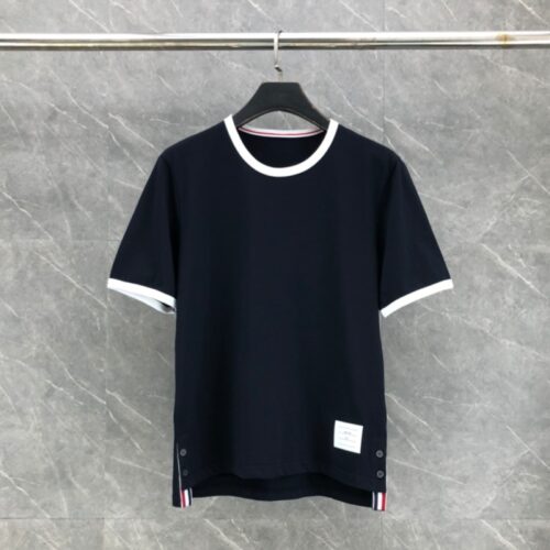 톰브라운 울 저지 링거 티셔츠 네이비