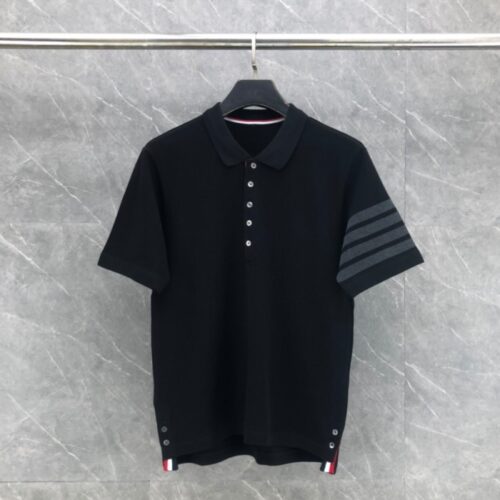 톰브라운 클래식 4바 블랙 앤 그레이 폴로 반팔 티셔츠