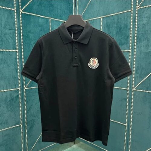 몽클레어 로고 폴로 셔츠 옵티컬 블랙