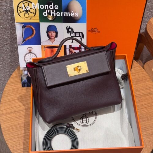 올수공 에르메스 켈리 2424 백 미니 Rouge Sellier & Rose Maxico 에버컬러 골드 하드웨어