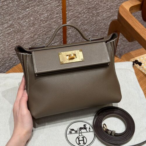 올수공 에르메스 켈리 2424 백 미니 Etoupe 에버컬러 골드 하드웨어