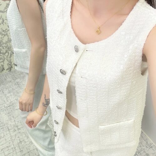 샤넬 25SS 자카드 스팽글 베스트