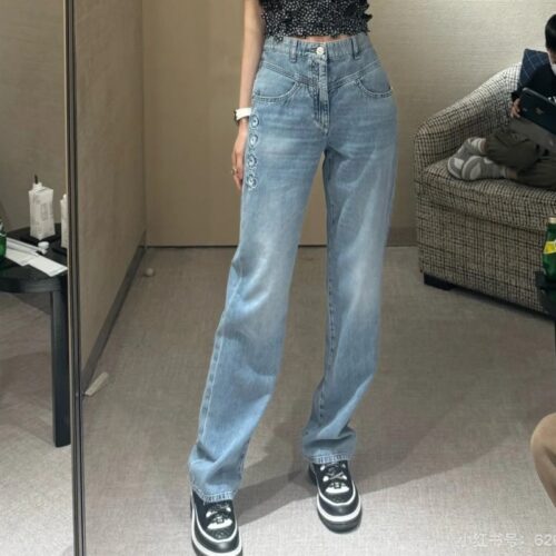 샤넬 자수 데님 데님 팬츠