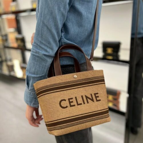 셀린느 토트백 미니 카바스 라피아 레더 가방 116992