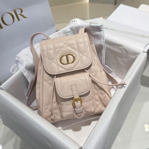 디올 카로 스몰 백팩 파우더 핑크 매크로 까나쥬 양가죽