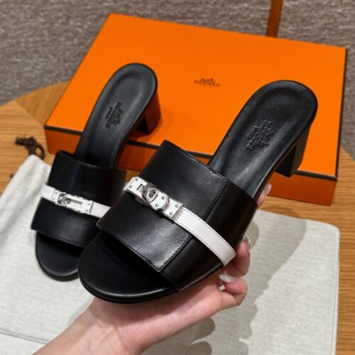 올수공 에르메스 지지 50 버클 샌들 뮬 누아르/화이트