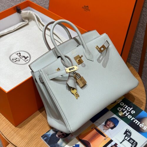 올수공 에르메스 버킨 25 80/Gris Perle 체브레 가죽 골드 하드웨어