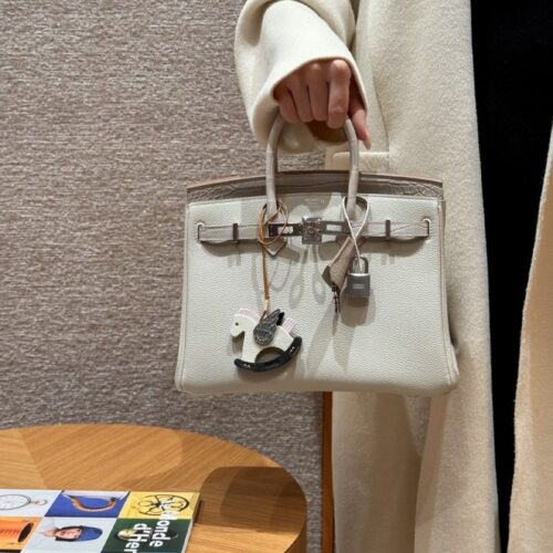 올수공 에르메스 버킨 25 Beton 토고 & 악어 가죽 실버 하드웨어