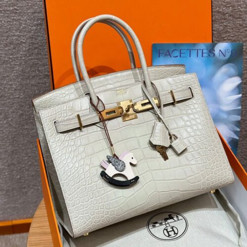 올수공 에르메스 버킨 30 Beton 악어 가죽 골드 하드웨어