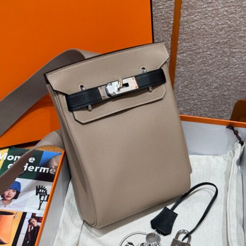 올수공 에르메스 핵아도 Girs tourterlle & noir 토고 가죽 실버 하드웨어