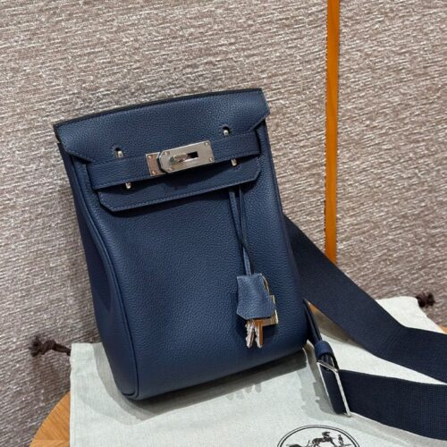 올수공 에르메스 핵아도 Blue saphir 토고 가죽 실버 하드웨어