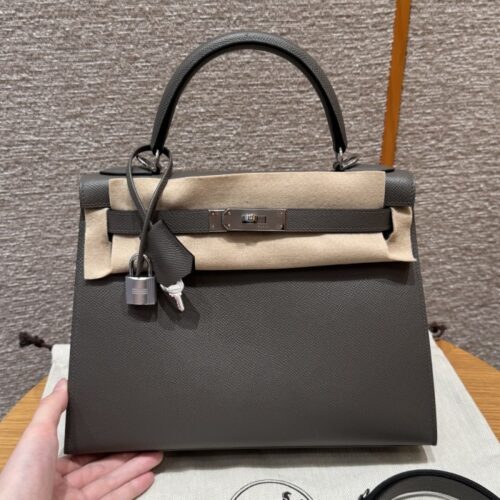 올수공 에르메스 켈리 32 Etain 엡송 가죽 실버 하드웨어