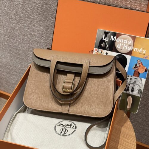 올수공 에르메스 할잔 31 백 Chai & Etoupe 클레망스 & 골드 하드웨어