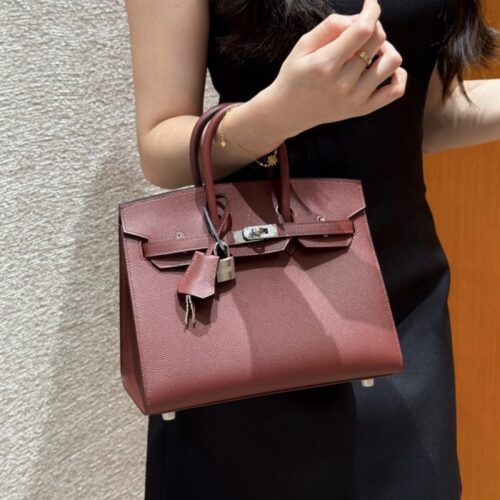 올수공 에르메스 버킨 25 Rouge H 엡송 가죽 실버 하드웨어