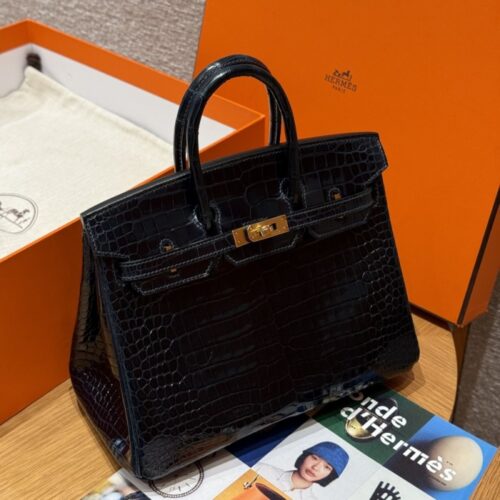 올수공 에르메스 버킨 25 vert Rousseau 악어 가죽 골드 하드웨어