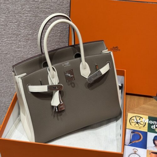 올수공 에르메스 버킨 30 Etoupe & Craie 토고 가죽 실버 하드웨어
