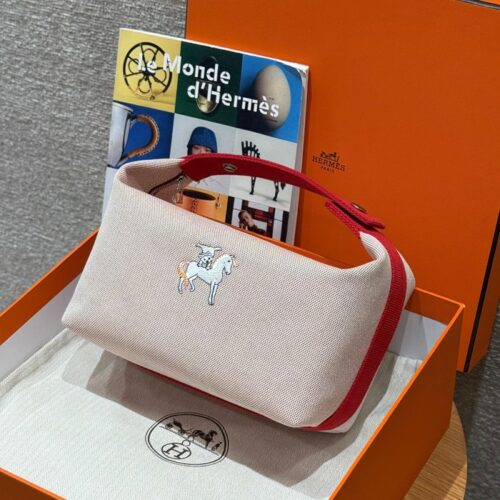 올수공 에르메스 브리드 어 브랙 파우치 GM Terracotta 페브릭 실버 하드웨어