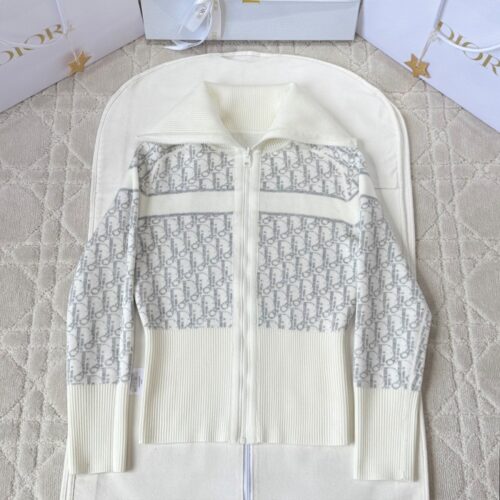 최고퀄 디올 리버서블 가디건 화이트 캐시미어 블렌드 니트