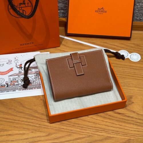 올수공 에르메스 뉴 파상트 반지갑 Gold 엡송 가죽 실버 하드웨어