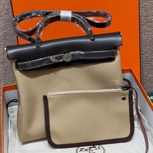 올수공 에르메스 에르백 31 Trench & Ebene 캔버스 & 소가죽 실버 하드웨어