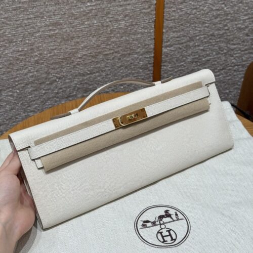 올수공 에르메스 켈리 컷 Craie 엡송 가죽 골드 하드웨어