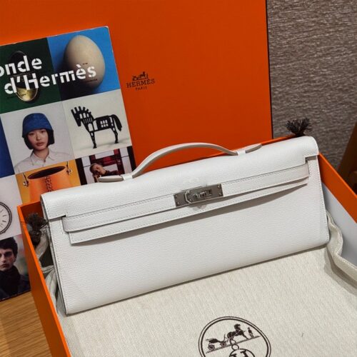 올수공 에르메스 켈리 컷 Girs pale 엡송 가죽 실버 하드웨어