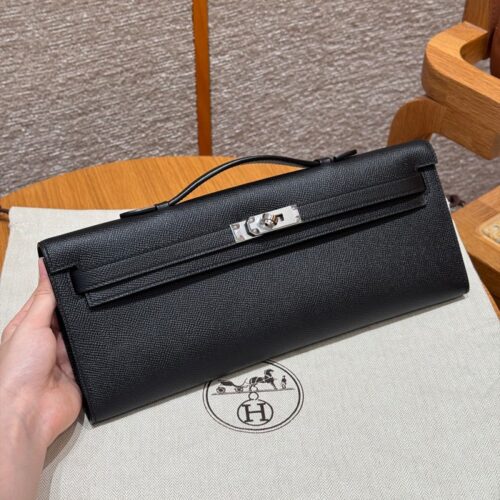 올수공 에르메스 켈리 컷 noir 엡송 가죽 실버 하드웨어