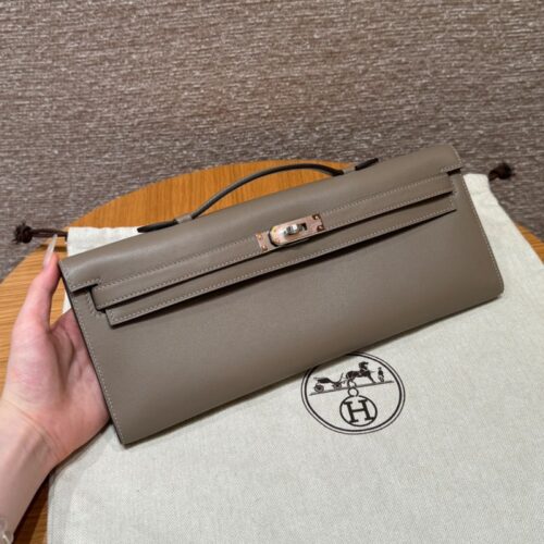 올수공 에르메스 켈리 컷 Etoupe 스위프트 가죽 실버 하드웨어