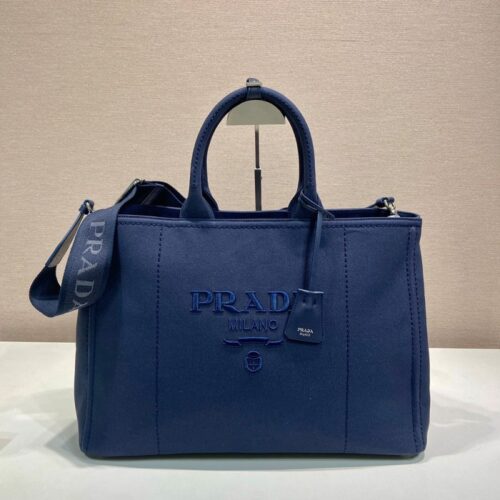 최고퀄 프라다 캔버스 토트백 네이비 2VG131