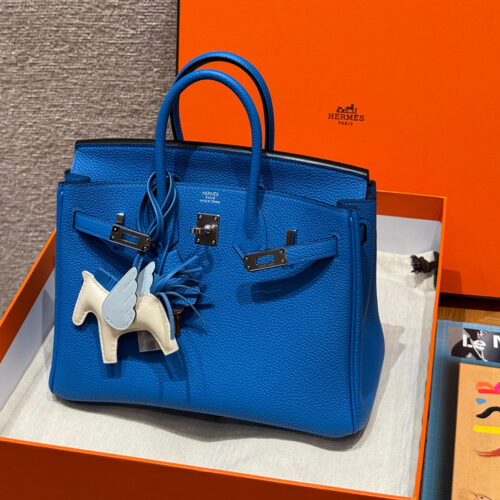 최고퀄 에르메스 올수공 버킨 25 블루 잘리쥬 토고 가죽 은장