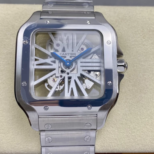 ML공장 까르띠에 산토스 스켈레톤 스틸 39.8mm 9611MC