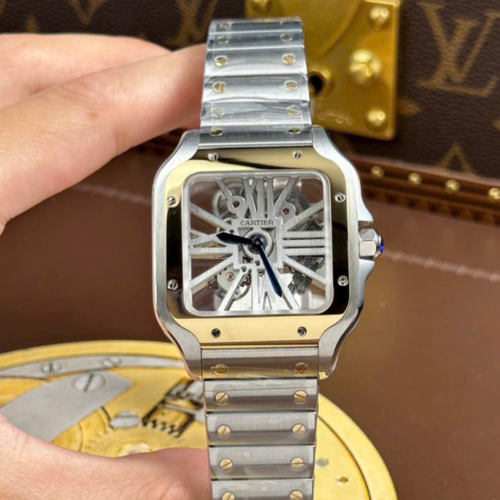 ML공장 까르띠에 산토스 스켈레톤 스틸 콤비 39.8mm 9611MC