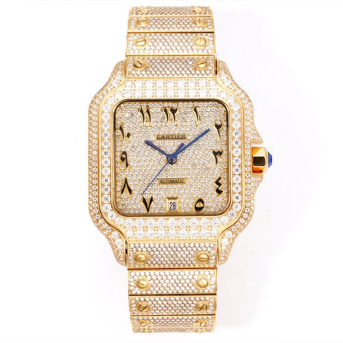 F4공장 까르띠에 산토스 모이사나이트 파베 세팅 금통 40mm