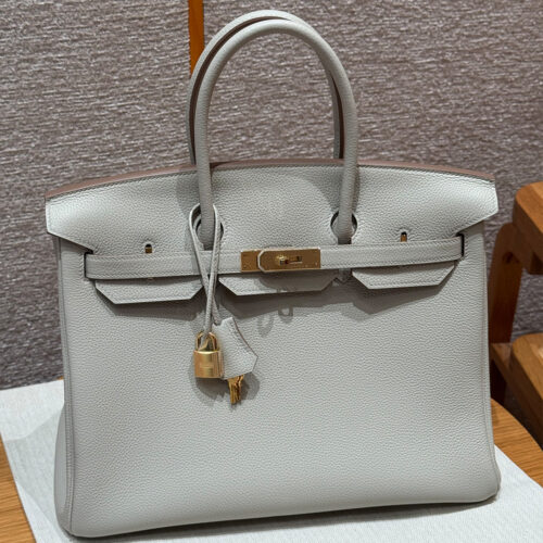 최고퀄 에르메스 올수공 버킨 35 라이트 그레이 토고 가죽 금장