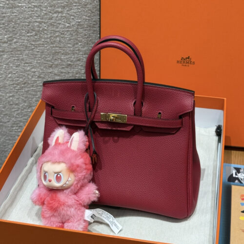 최고퀄 에르메스 올수공 버킨 25 버건디 레드 토고 가죽 금장