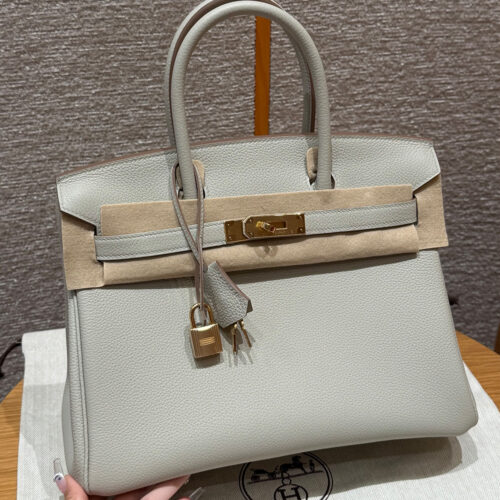 최고퀄 에르메스 올수공 버킨 30 라이트 그레이 토고 가죽 금장