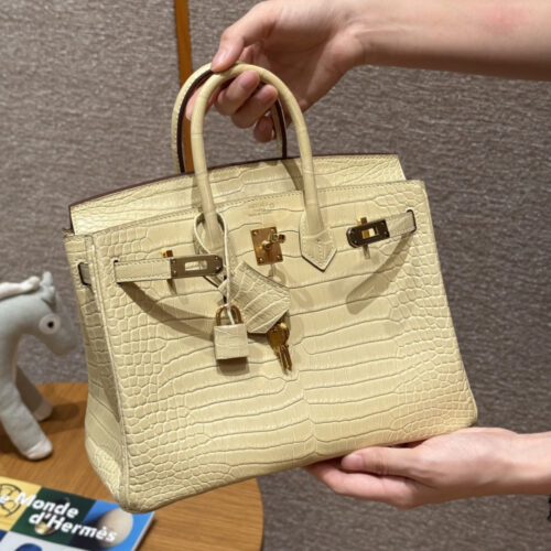 최고퀄 에르메스 올수공 버킨 25 시멘트 그레이 악어 가죽 금장