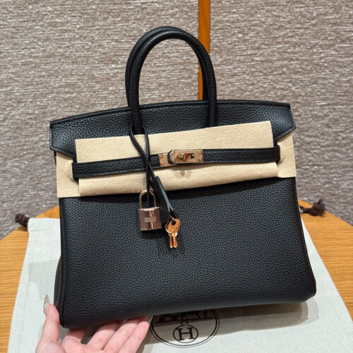 최고퀄 에르메스 올수공 버킨 25 블랙 토고 가죽 로즈골드 하드웨어