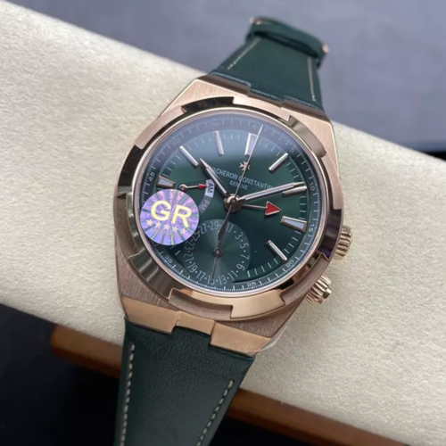 GR공장 바쉐론 콘스탄틴 오버시즈 듀얼 타임 그린 다이얼 로즈골드 가죽밴드 7920