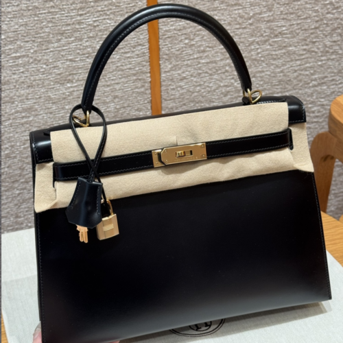 최고퀄 에르메스 올수공 켈리 32 블랙 박스 가죽 금장