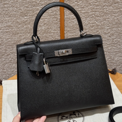 최고퀄 에르메스 올수공 켈리 25 블랙 앱송 가죽 은장