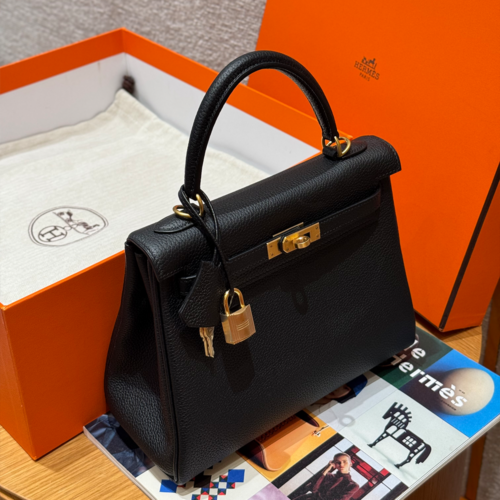 최고퀄 에르메스 올수공 켈리 25 블랙 토고 가죽 금장