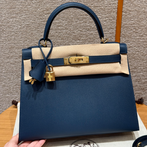 최고퀄 에르메스 올수공 켈리 28 딥 블루 앱송 가죽 금장