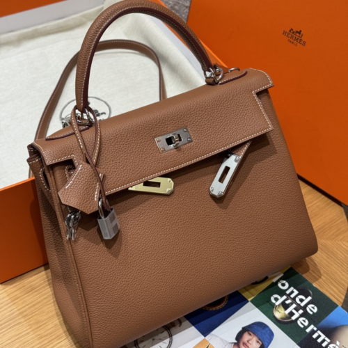 최고퀄 에르메스 올수공 켈리 32 골드 브라운 토고 가죽 은장