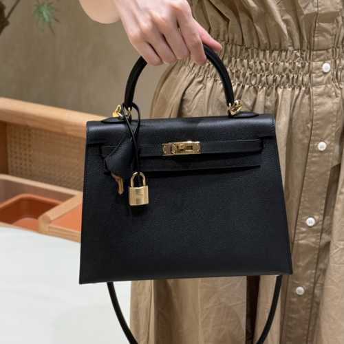 최고퀄 에르메스 올수공 켈리 25 블랙 엡송 가죽 금장